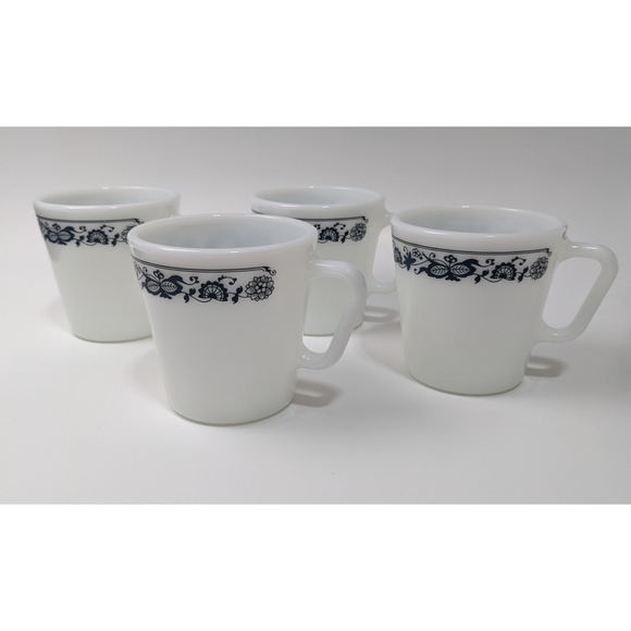 4 Vintage Pyrex White Milk Glass Coffee Mugs Cups 300 ML - Picture 2 of 7